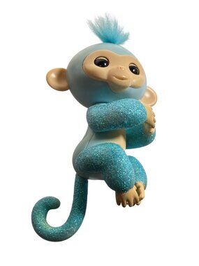 WowWee Fingerlings Glitter Monkey Baby Interactive Toy Blue 2018 Tested